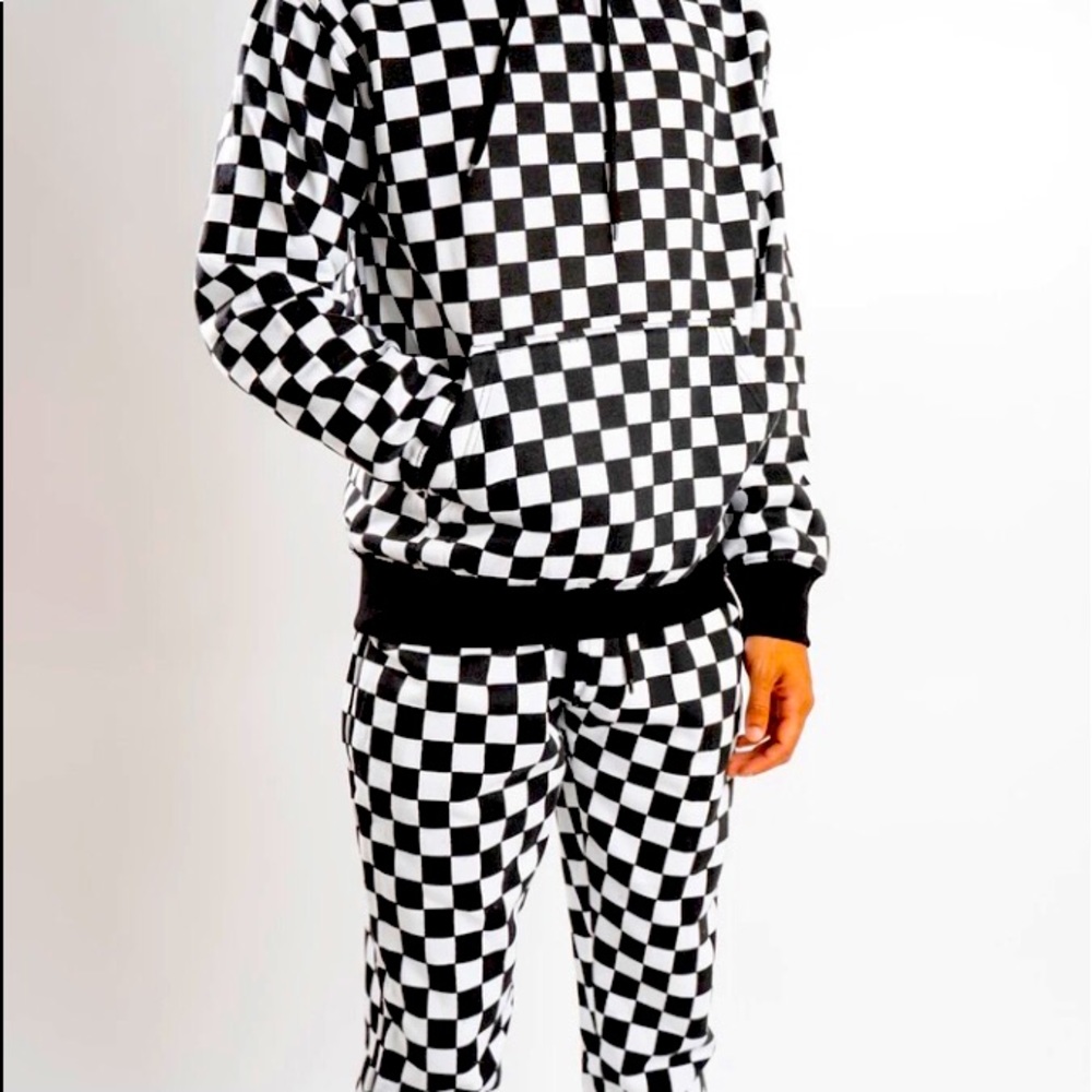 B&W Checkered Sweatsuit.       Out of stock